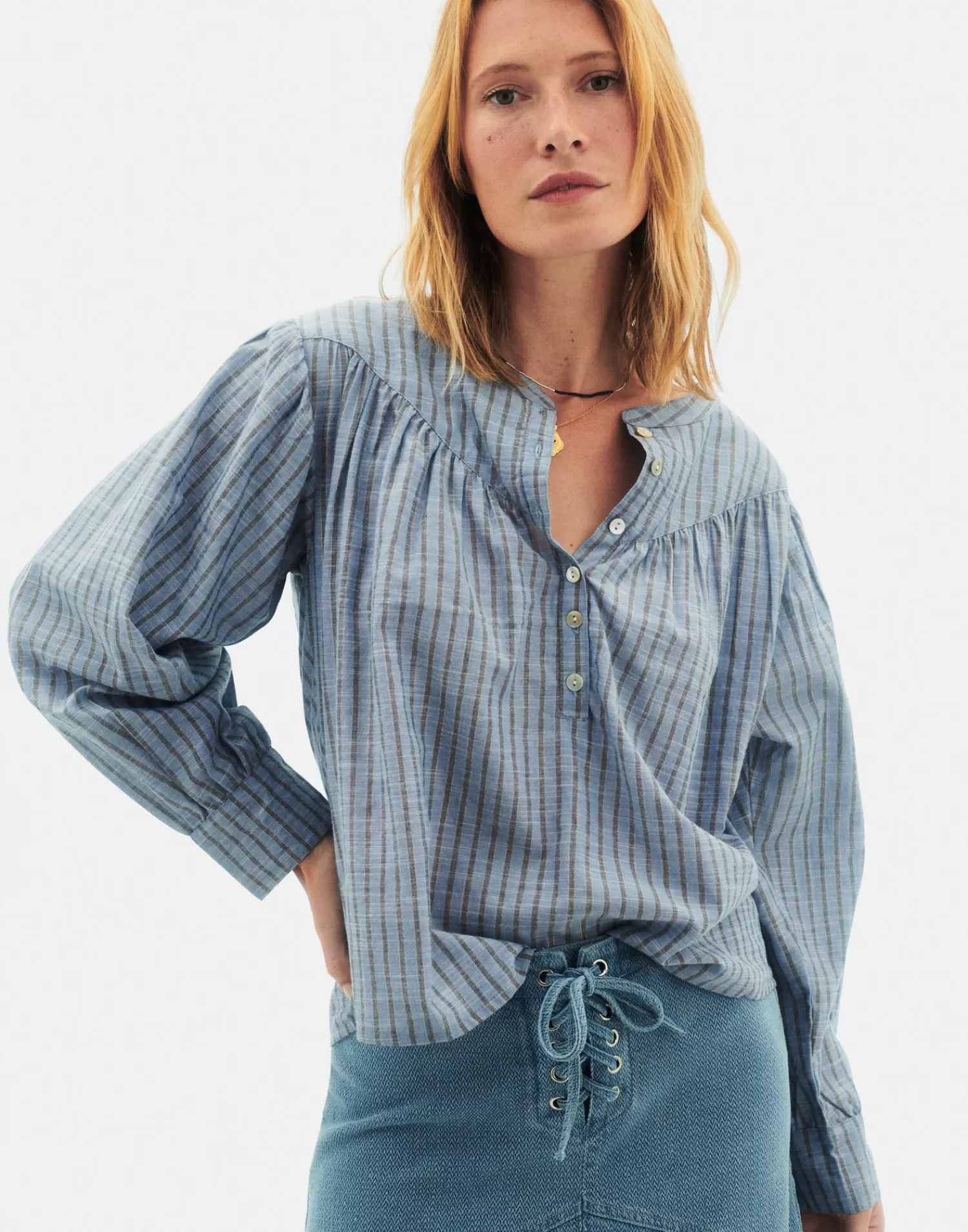 Shirts & Blouses*Natura Selection Agra Blouse 147809-BLUE