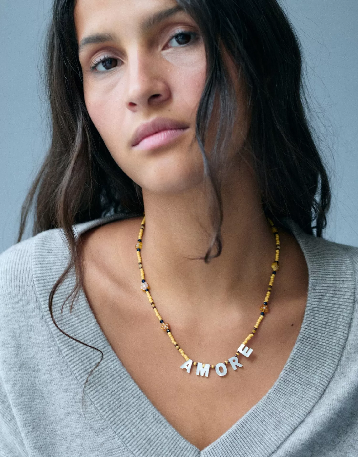 Jewelry*Natura Selection Amore Bead Necklace 150179-YELLOW