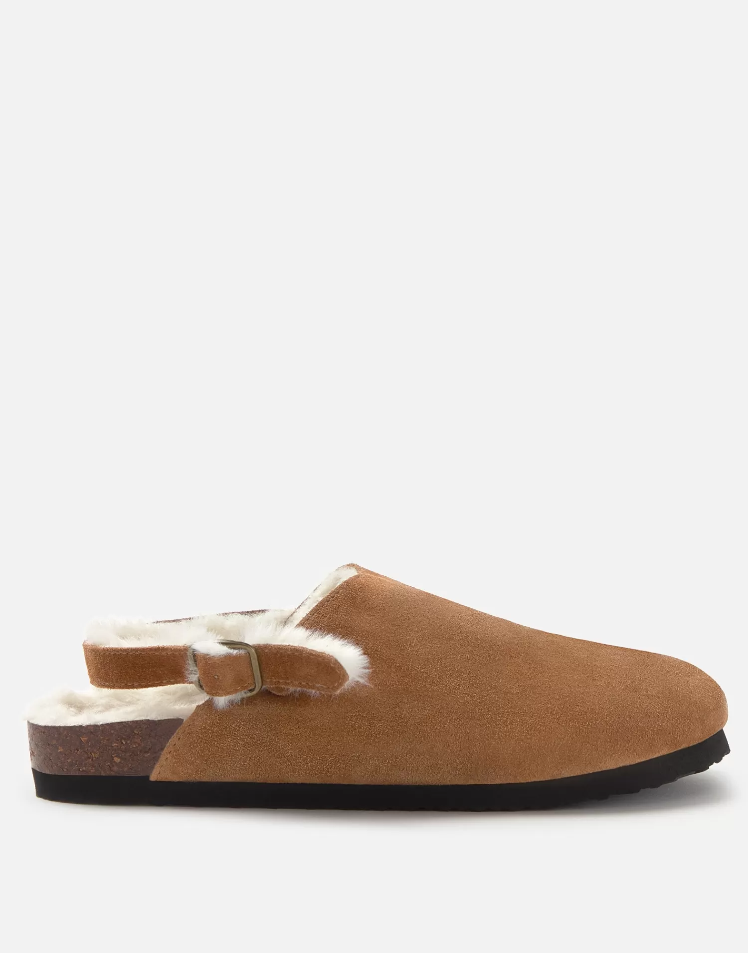 Footwear*Natura Selection Clog With Buckle And Fur Lining 149769-CAMEL