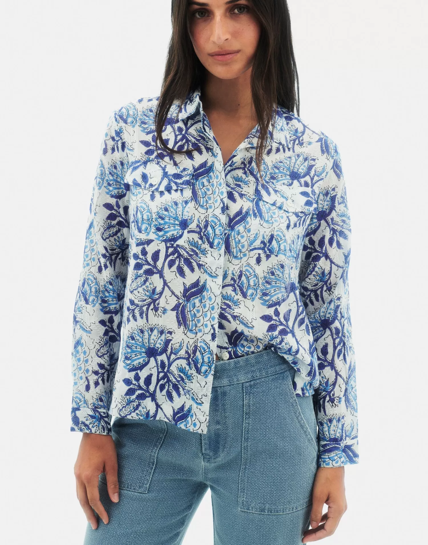Shirts & Blouses*Natura Selection Dobbi Benares Shirt 147740-BLUE