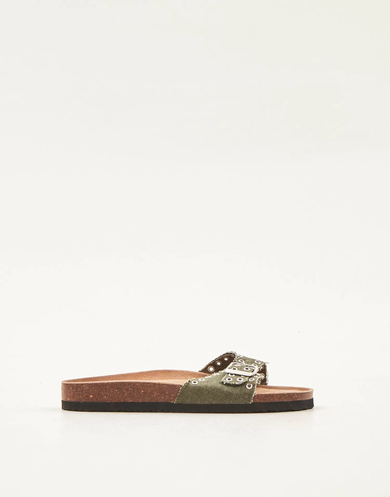 Footwear*Natura Selection Ergonomic Denim Slide Sandal 145449-KHAKI