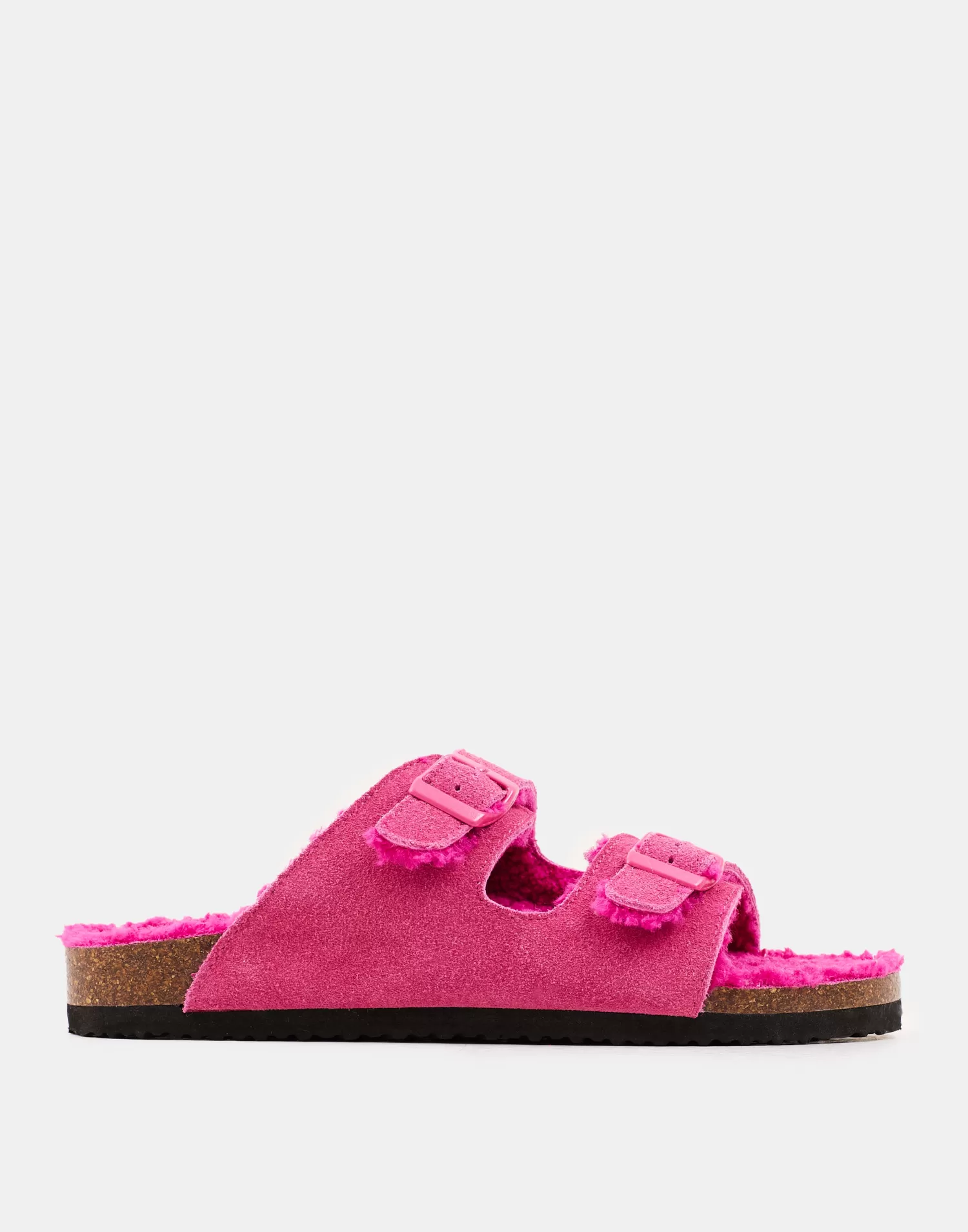 Footwear*Natura Selection Ergonomic Furry Suede Sandal 147884-FUCHSIA
