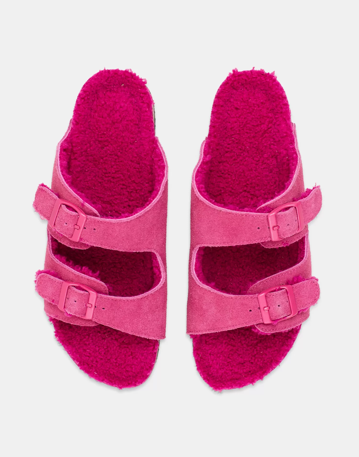 Footwear*Natura Selection Ergonomic Furry Suede Sandal 147884-FUCHSIA