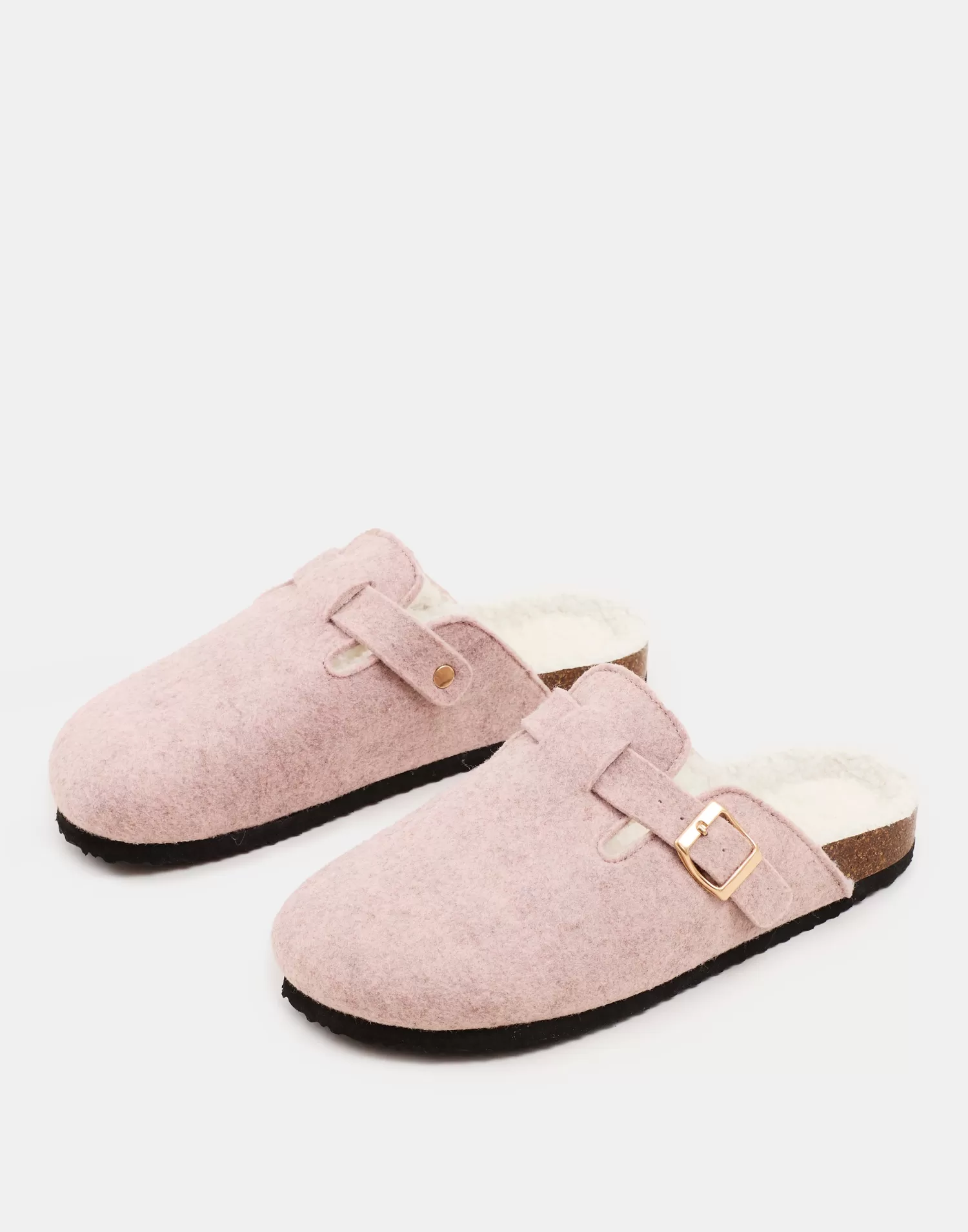 Footwear*Natura Selection Felt Clog With Shearling Interior 147856-PINK