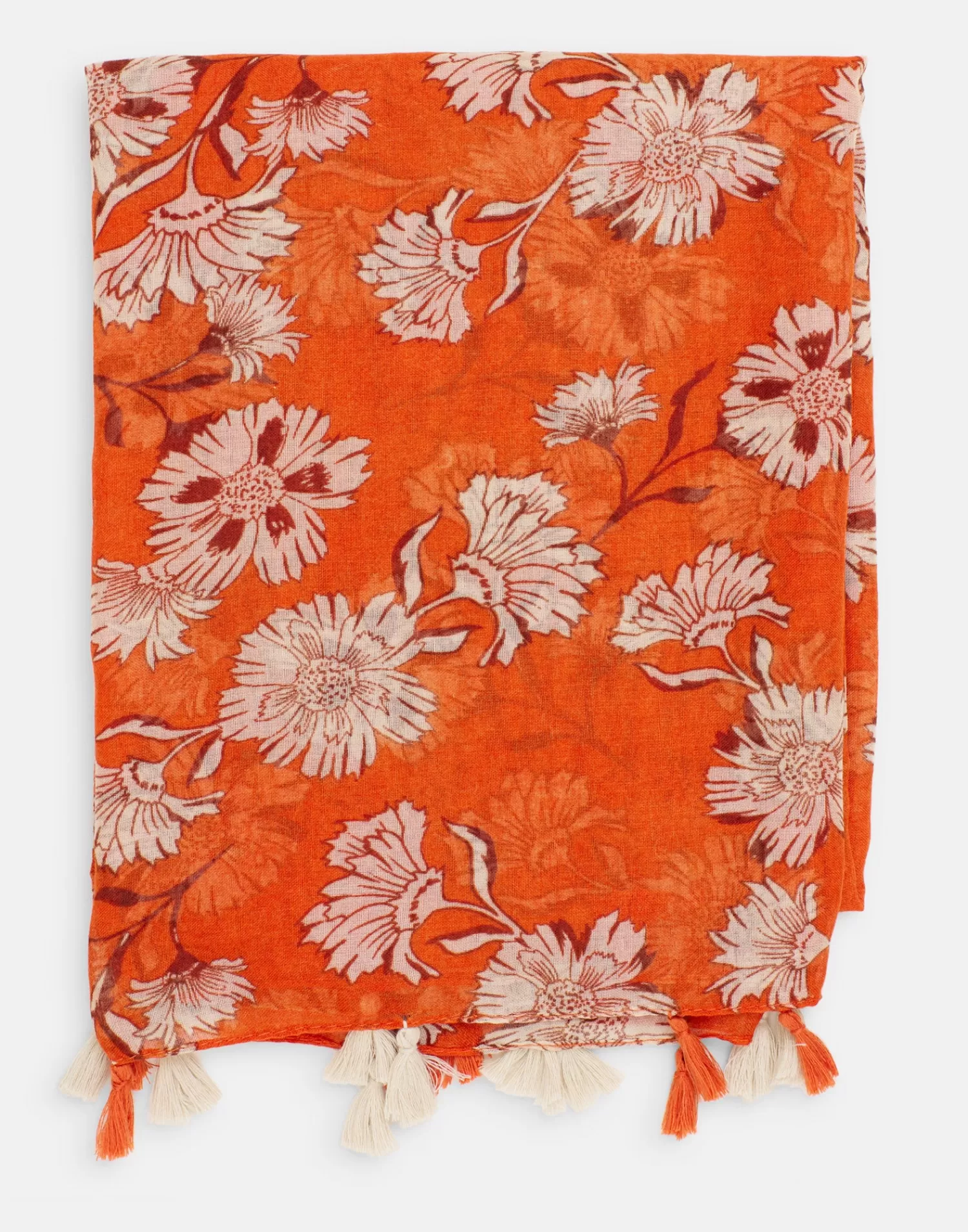 Scarves & Handkerchiefs*Natura Selection Floral Print Scarf 150509-ORANGE