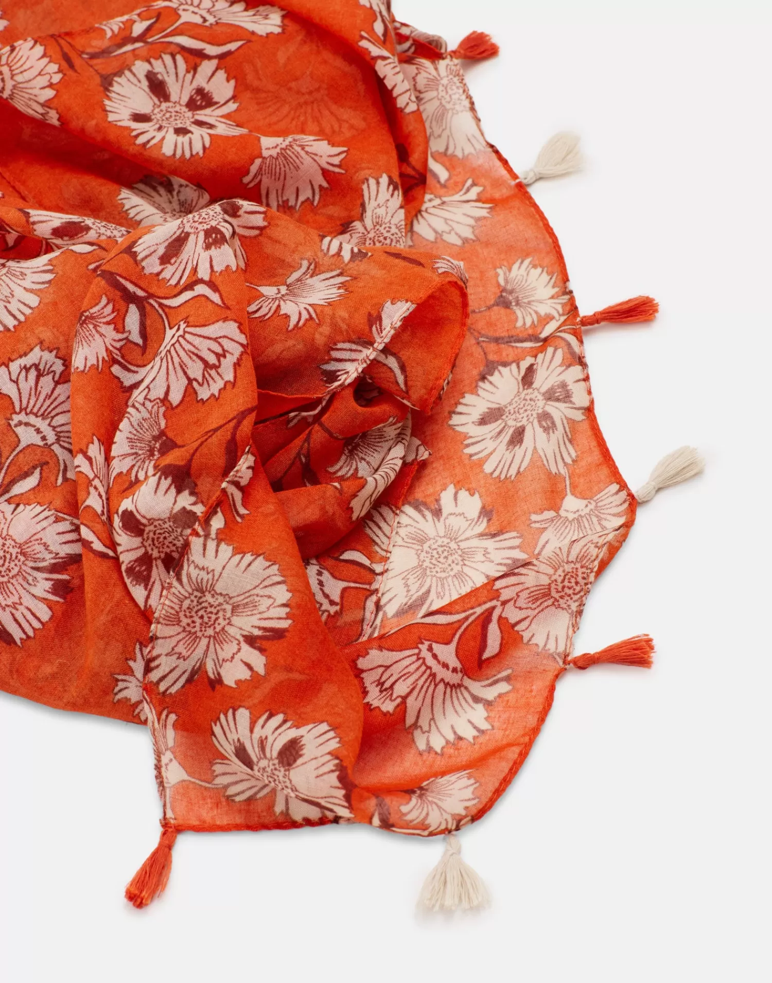 Scarves & Handkerchiefs*Natura Selection Floral Print Scarf 150509-ORANGE