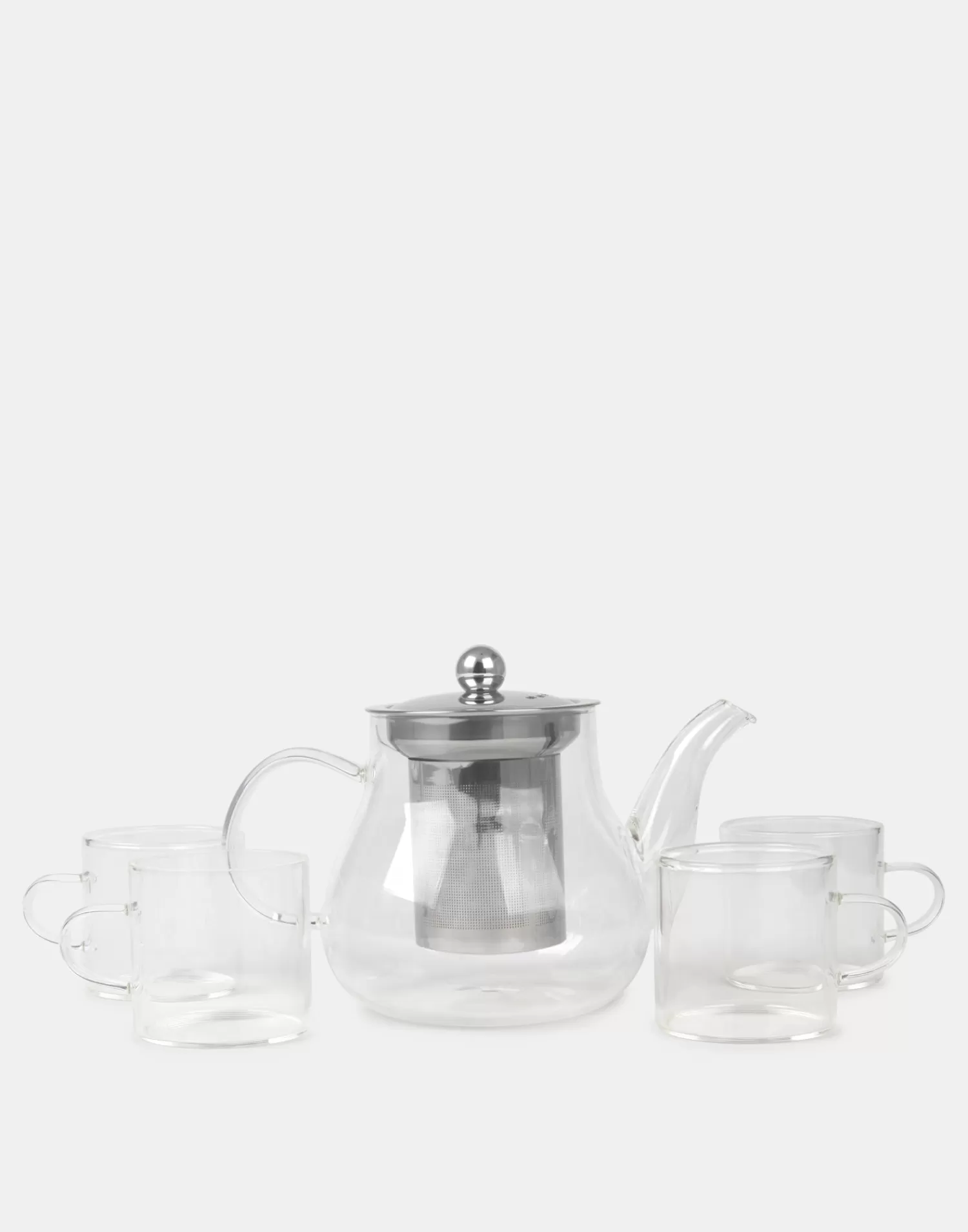 Kitchen*Natura Selection Glass Teapot Set With 4 Cups 149638-TRANSPARE