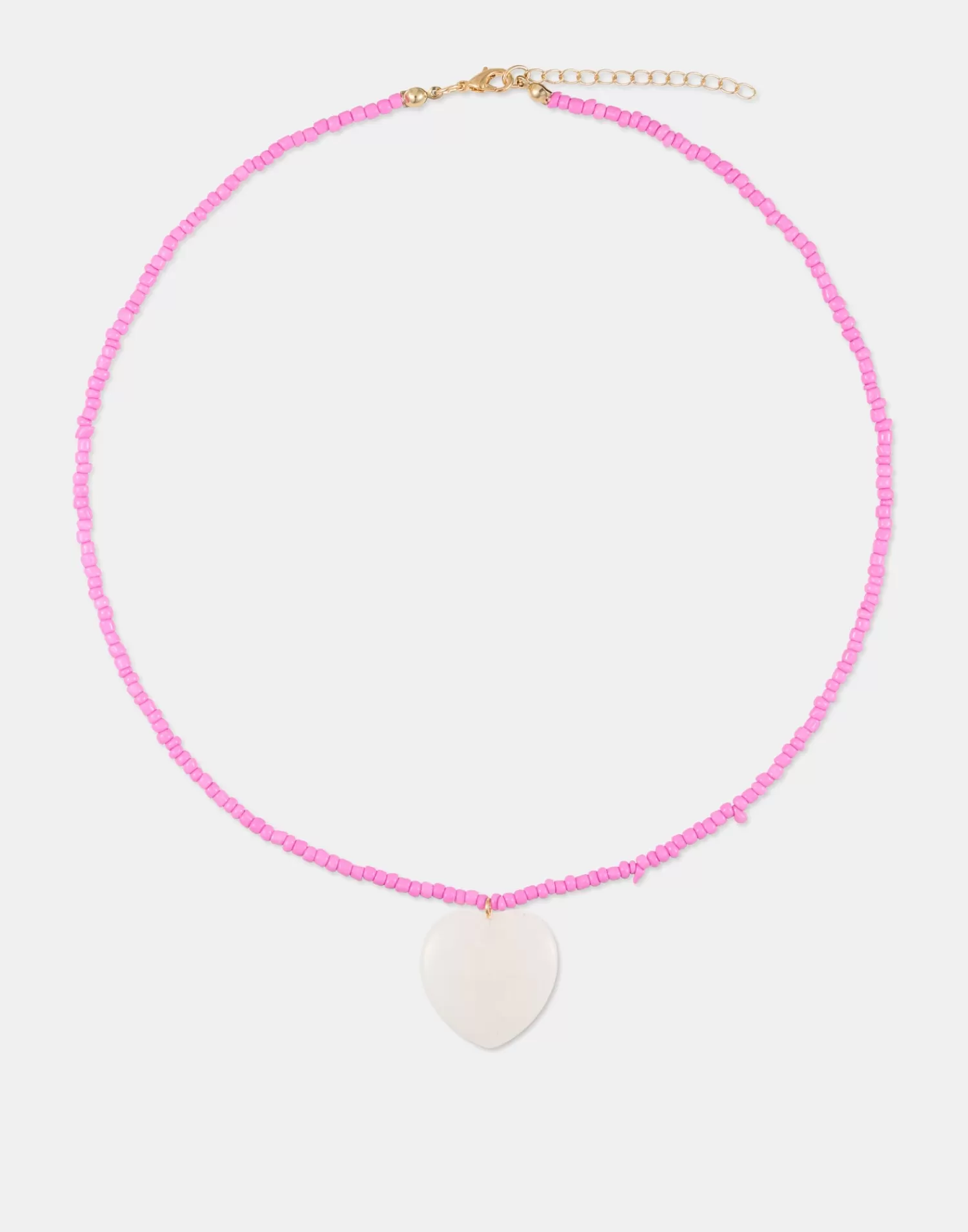 Jewelry*Natura Selection Heart Stone Necklace 149975-PINK