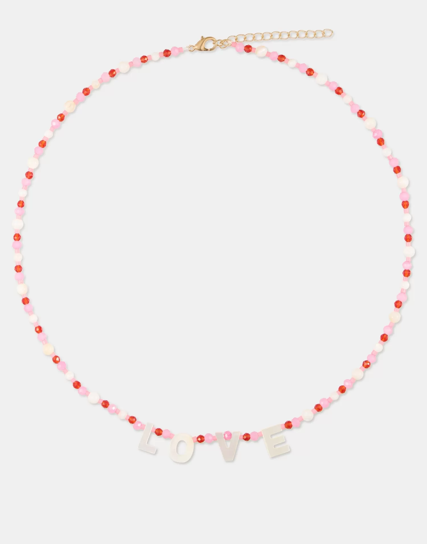 Jewelry*Natura Selection Love Bead Necklace 150182-PINK