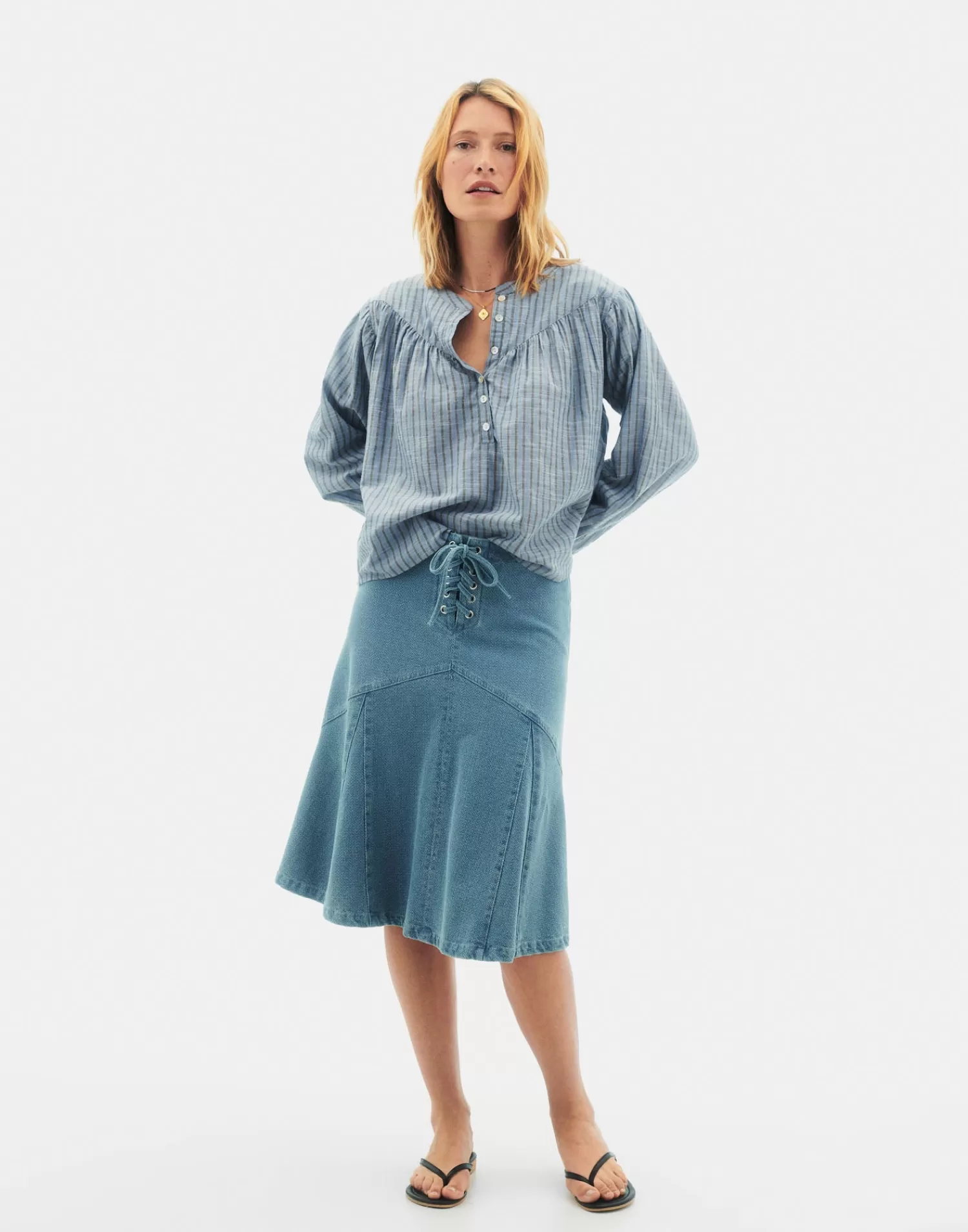 Skirts*Natura Selection Madurai Skirt 147828-BLUE