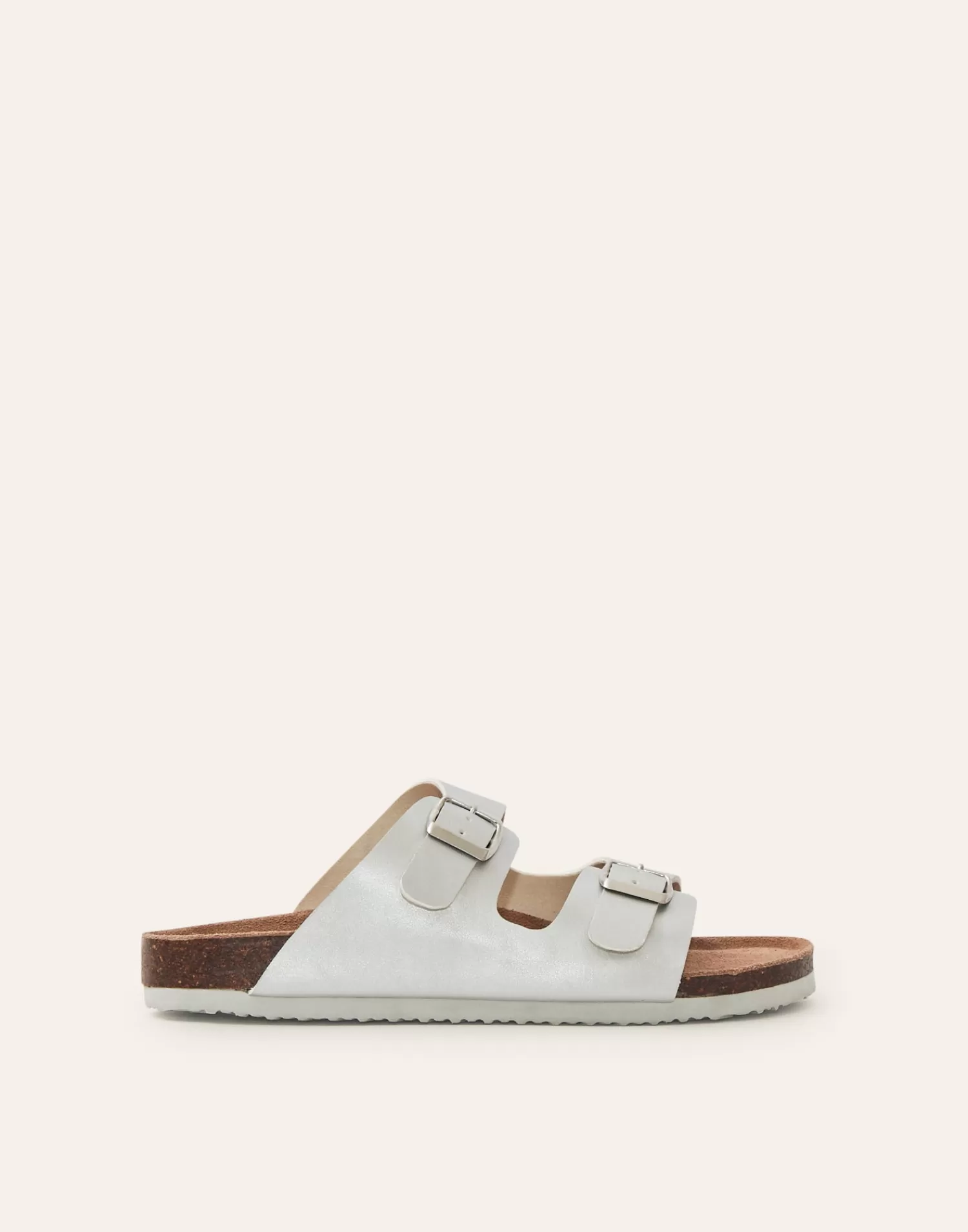 Footwear*Natura Selection Metallic Ergonomic Double Buckle Sandal 145446-SILVER