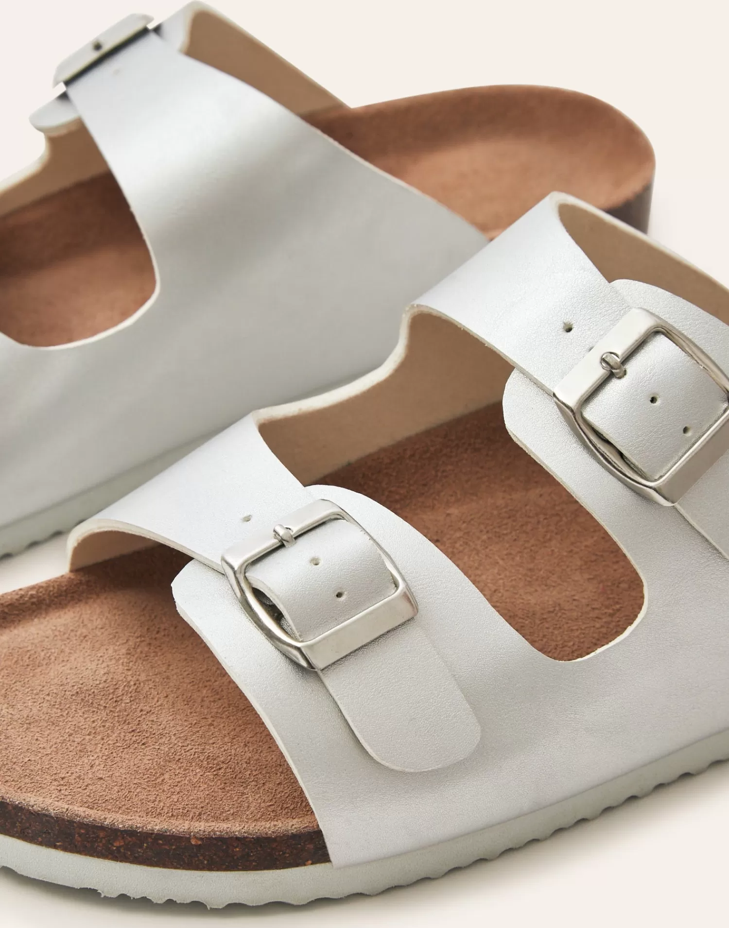 Footwear*Natura Selection Metallic Ergonomic Double Buckle Sandal 145446-SILVER