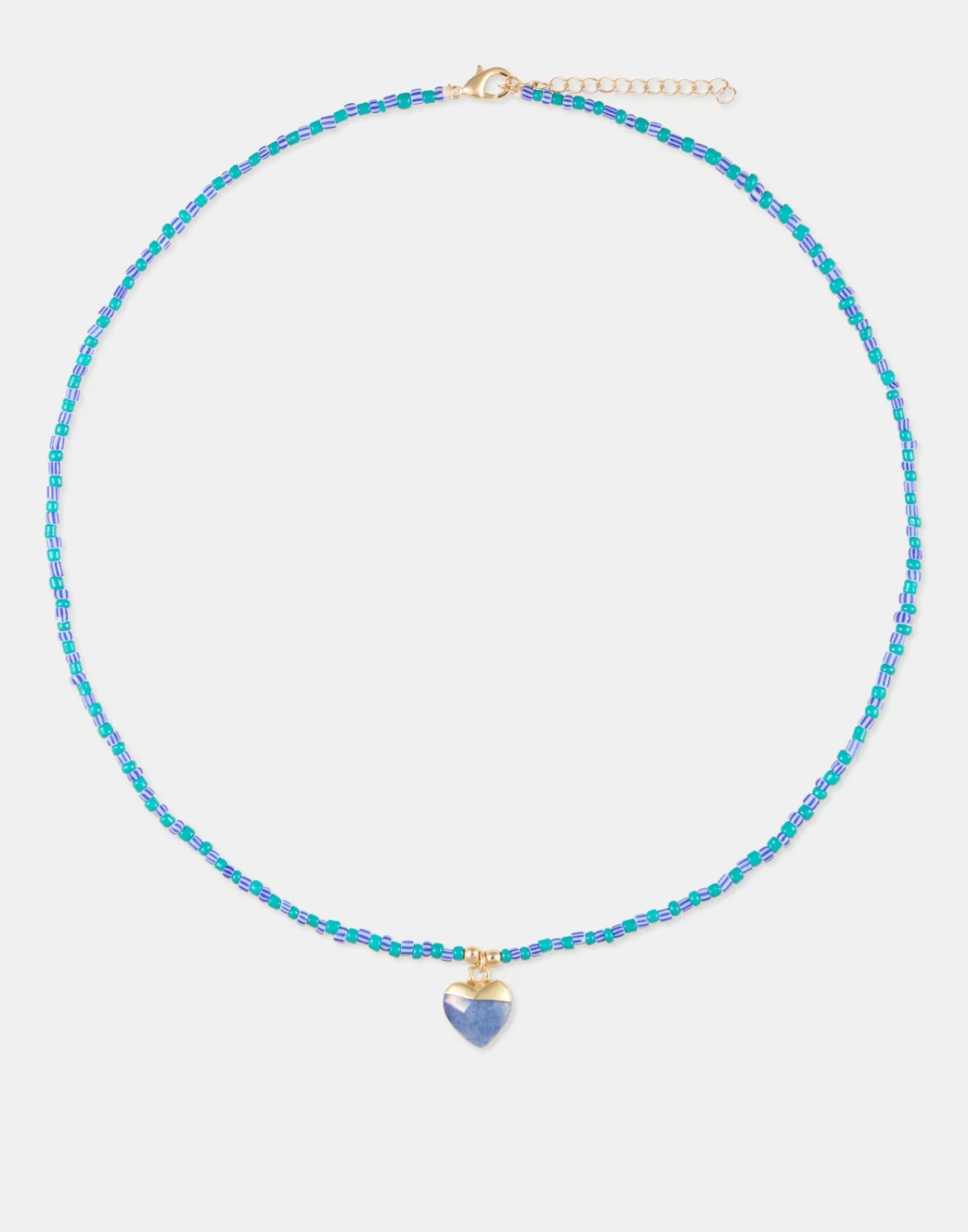 Jewelry*Natura Selection Mini Heart Stone Necklace 149976-BLUE