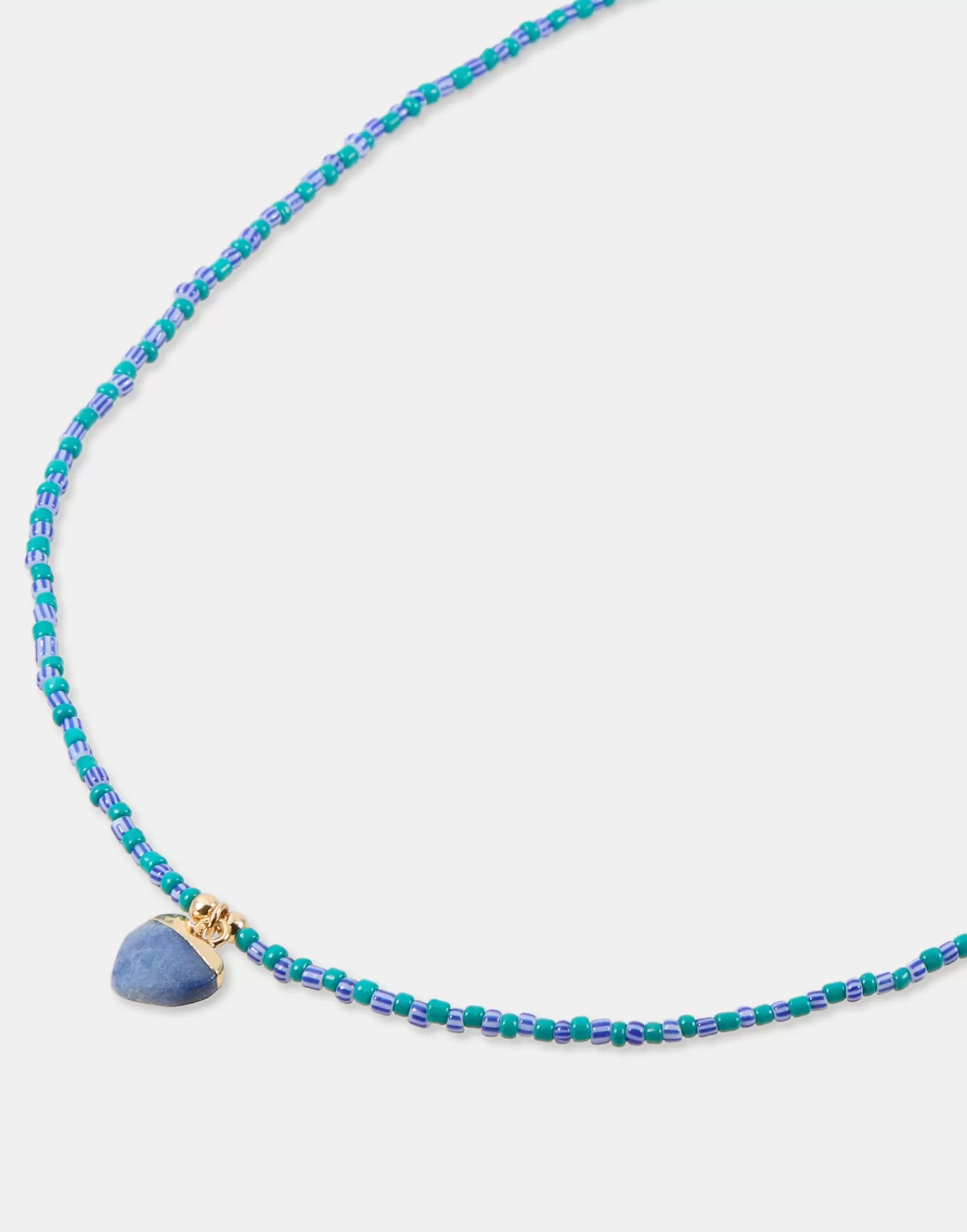 Jewelry*Natura Selection Mini Heart Stone Necklace 149976-BLUE