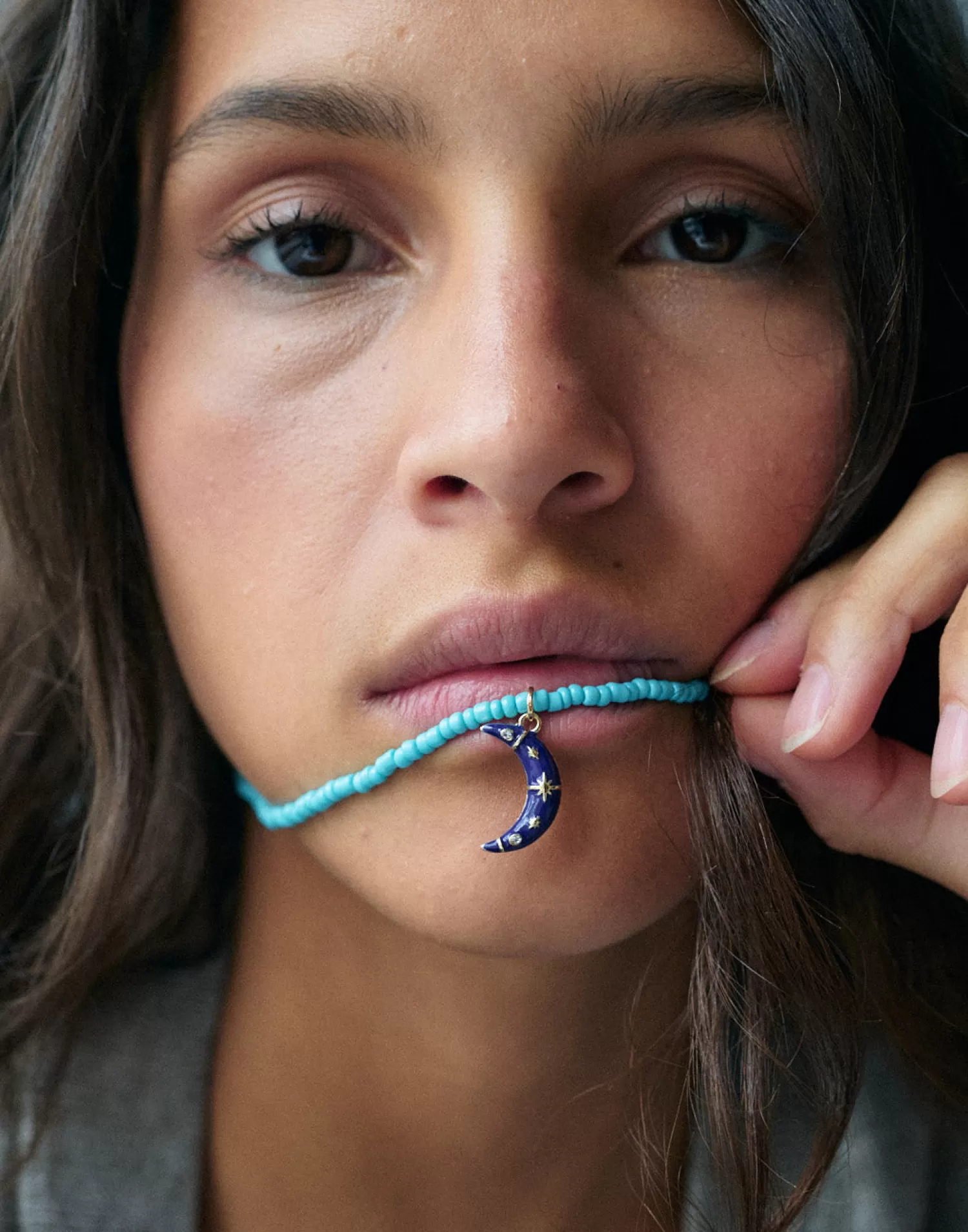 Jewelry*Natura Selection Moon Charm Necklace 149977-BLUE