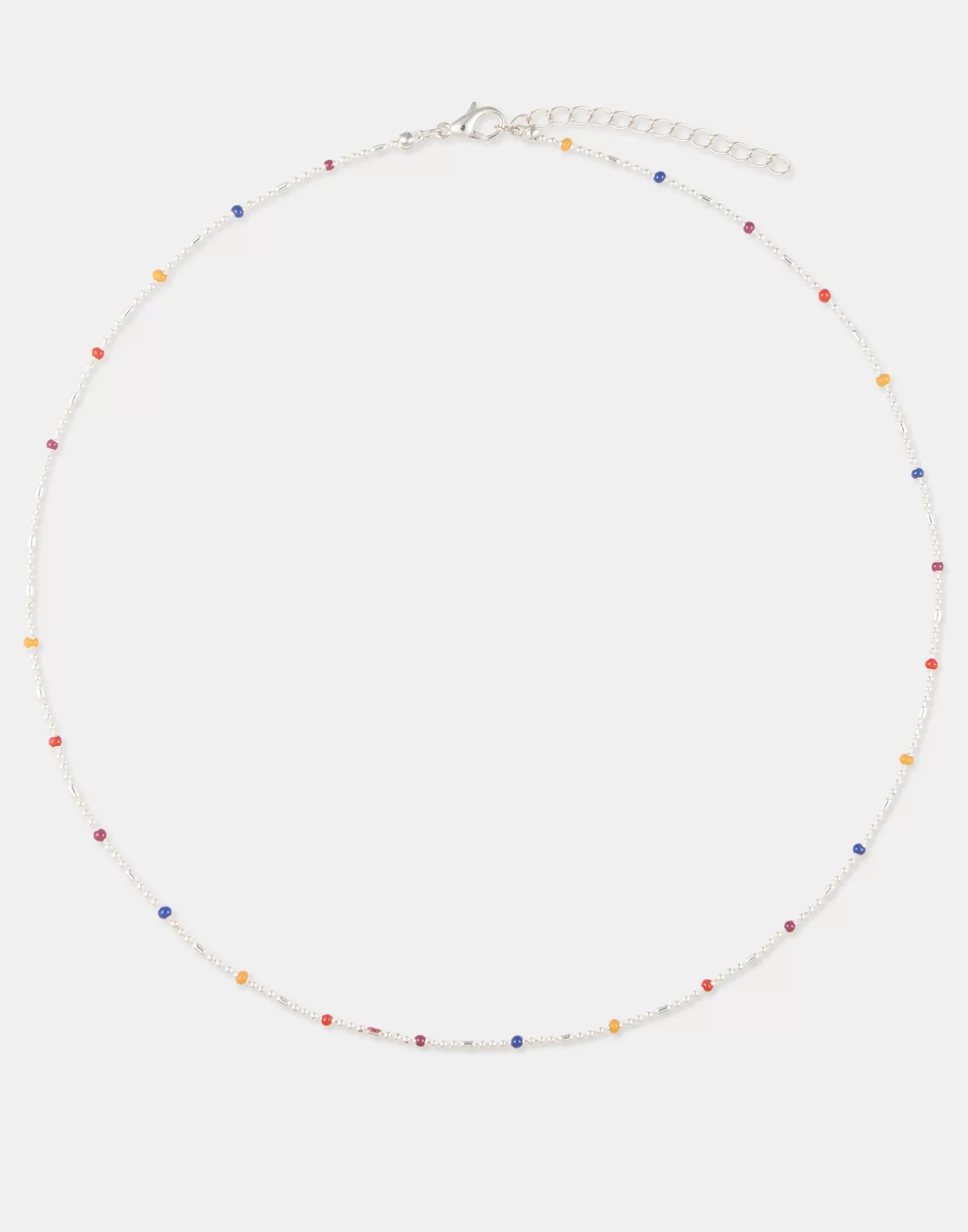 Jewelry*Natura Selection Multicolor Bead Necklace 149964-SILVER