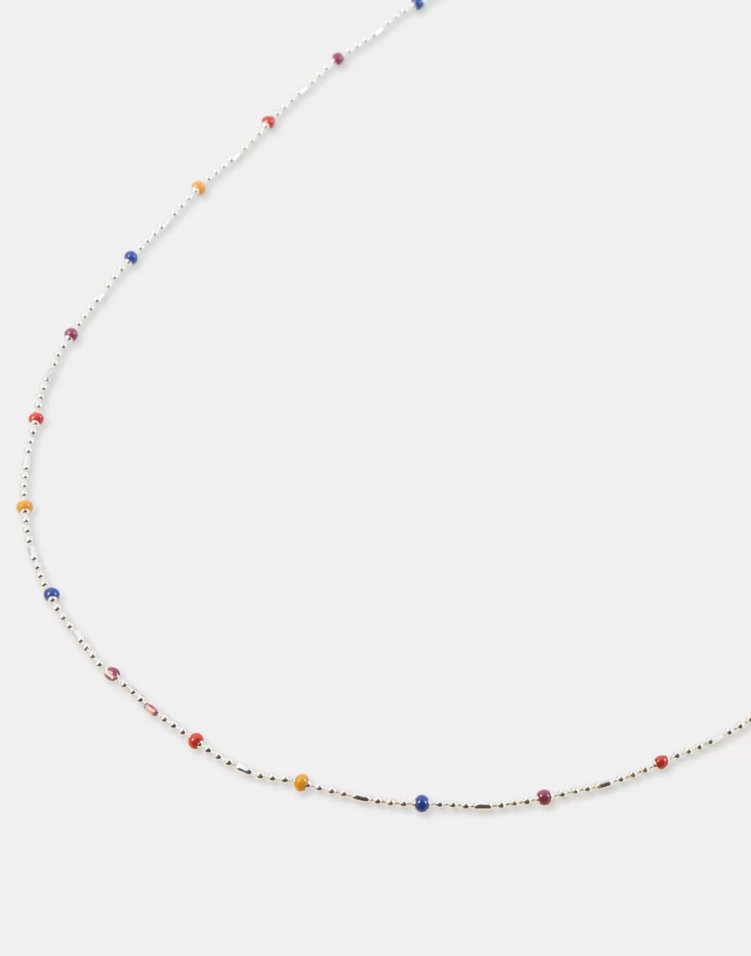 Jewelry*Natura Selection Multicolor Bead Necklace 149964-SILVER