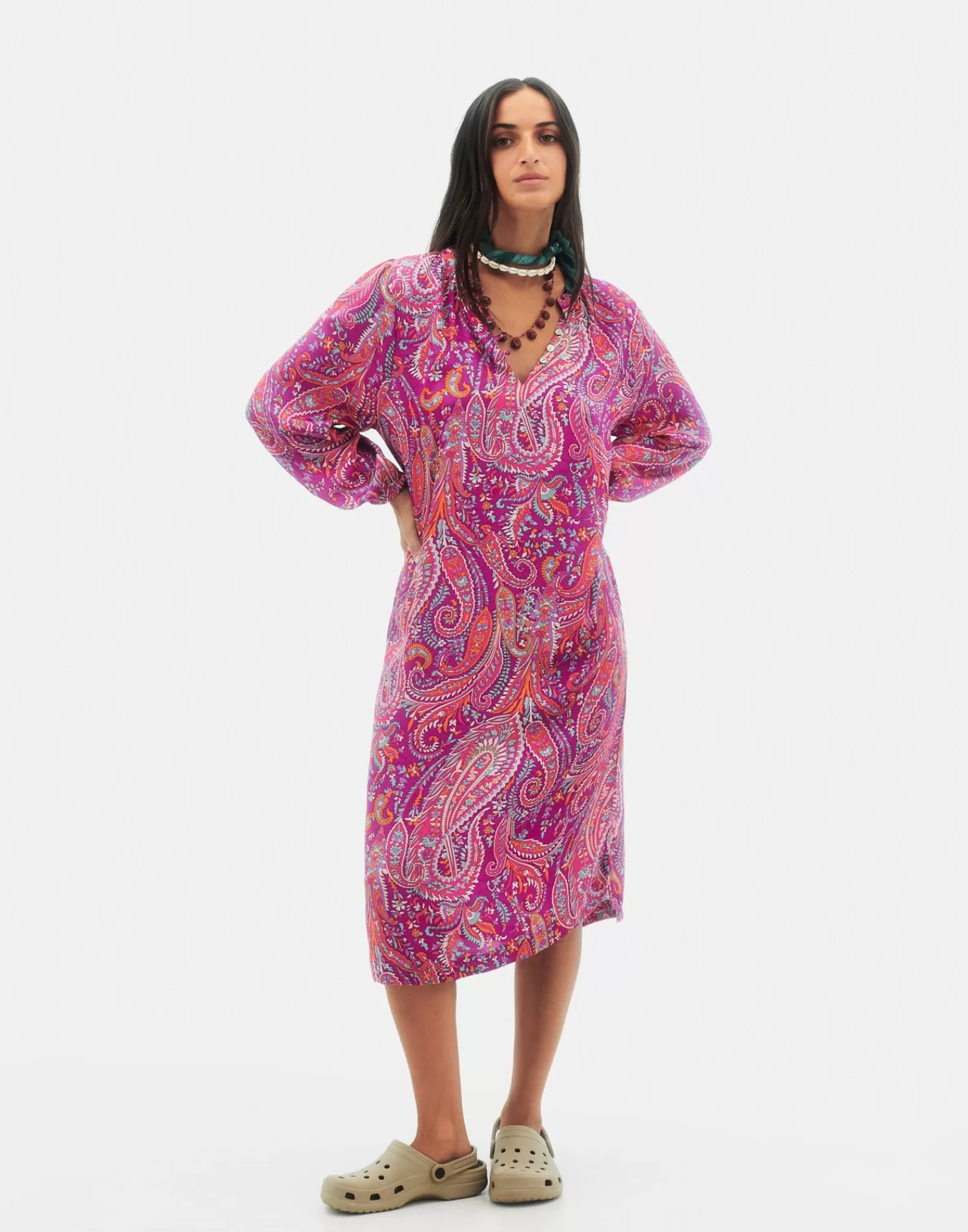 Dresses*Natura Selection Paisley Dress 147773-FUCHSIA