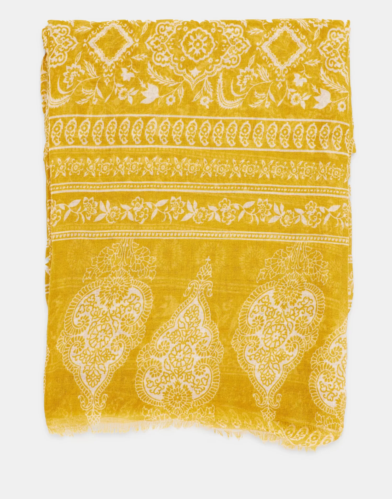 Scarves & Handkerchiefs*Natura Selection Paisley Flower Scarf 147875-MOUSTARD