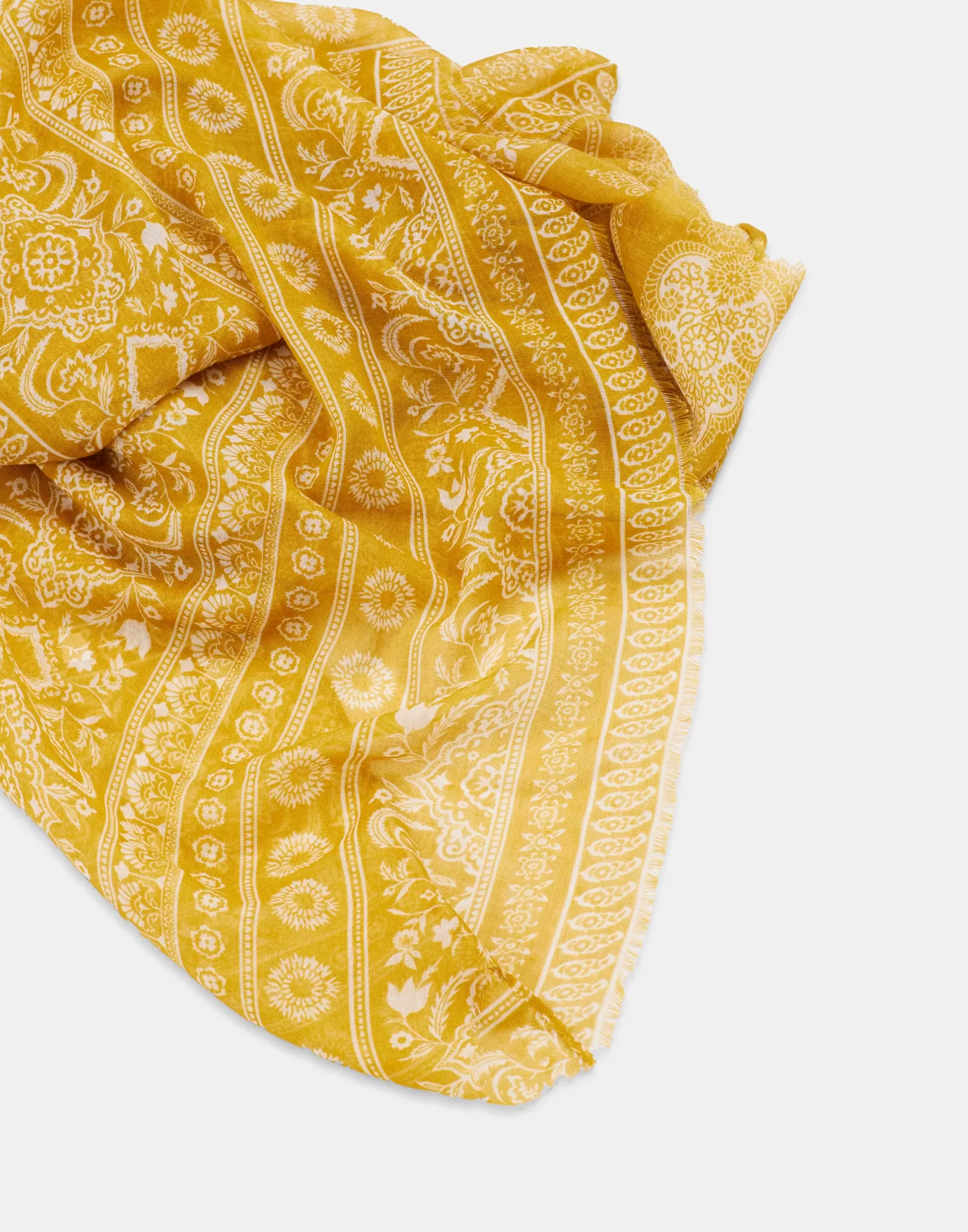 Scarves & Handkerchiefs*Natura Selection Paisley Flower Scarf 147875-MOUSTARD