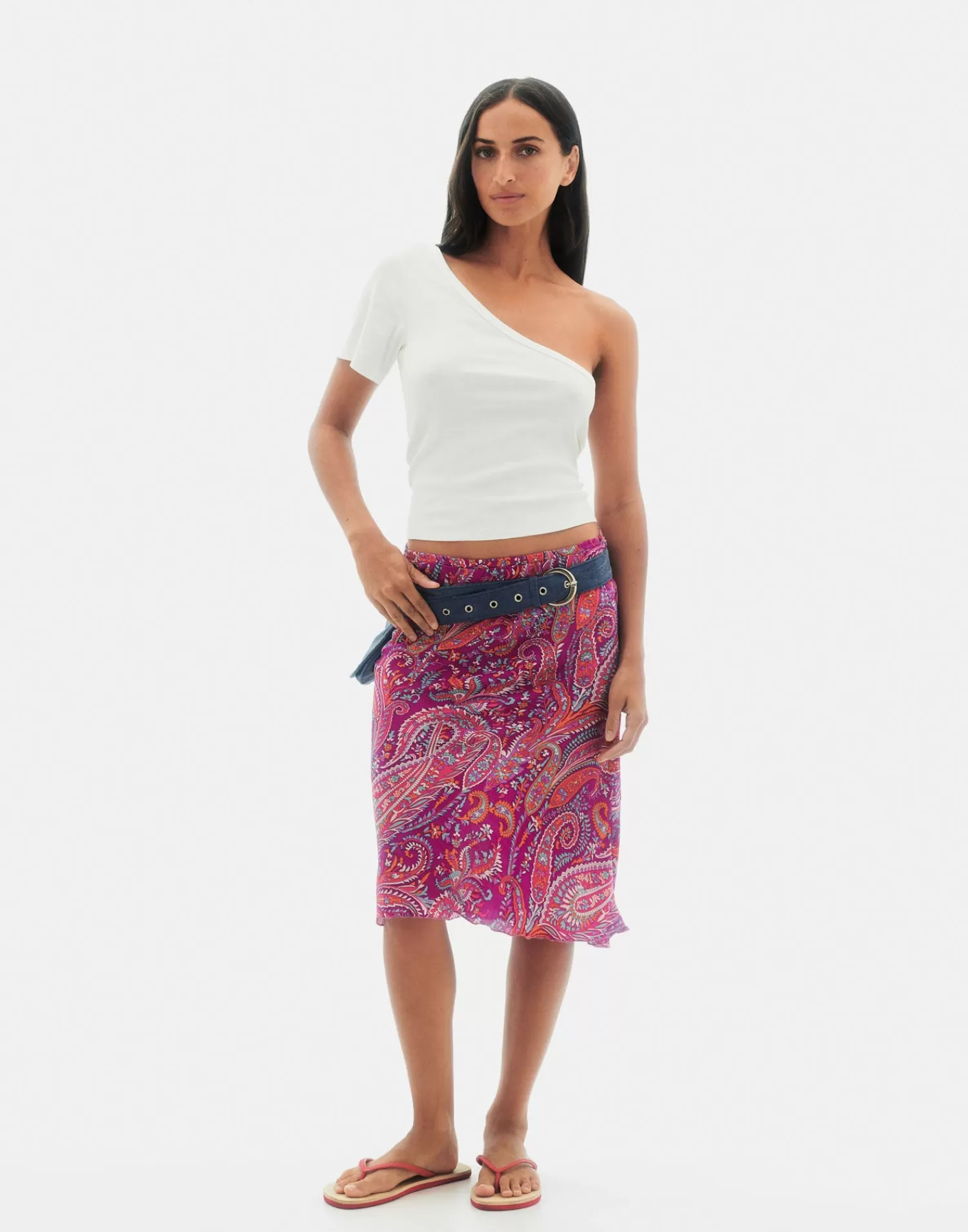 Skirts*Natura Selection Paisley Skirt 147772-FUCHSIA