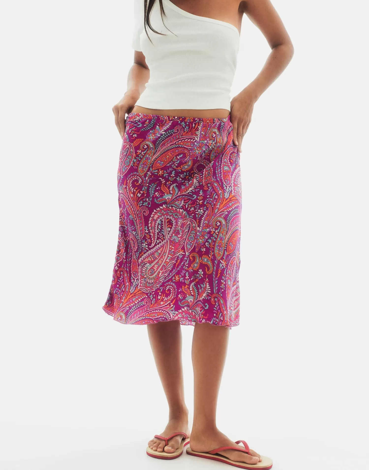 Skirts*Natura Selection Paisley Skirt 147772-FUCHSIA