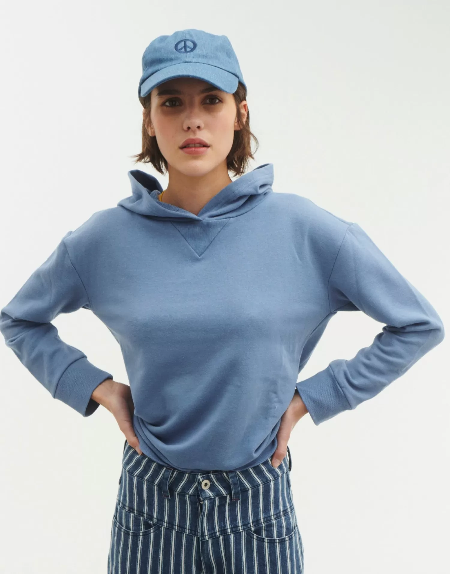 Hats & Caps*Natura Selection Peace Embroidered Cap 146114-BLUE